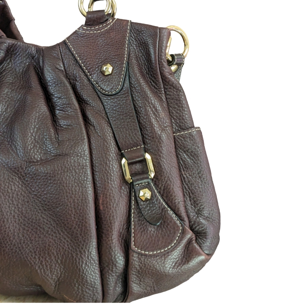 orYANY Gwen chocolate Brown Distressed Leather multiple Pockets Shoulder Bag - Picture 7 of 15